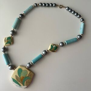 Vintage Japan Ceramic Necklace, Mid Century